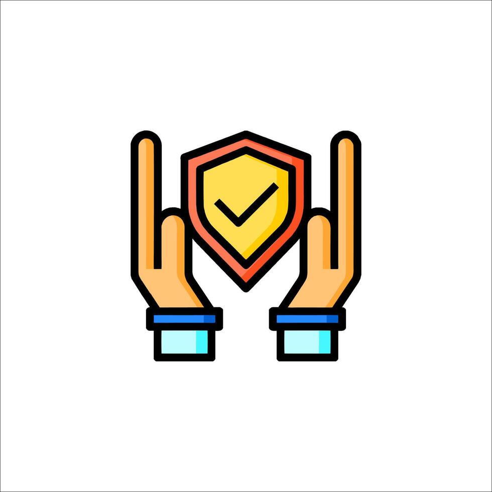 Two hands holding up a shield icon vector