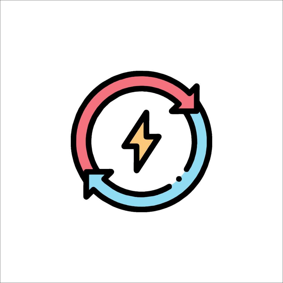 A colorful icon of a lightning bolt and a circle vector