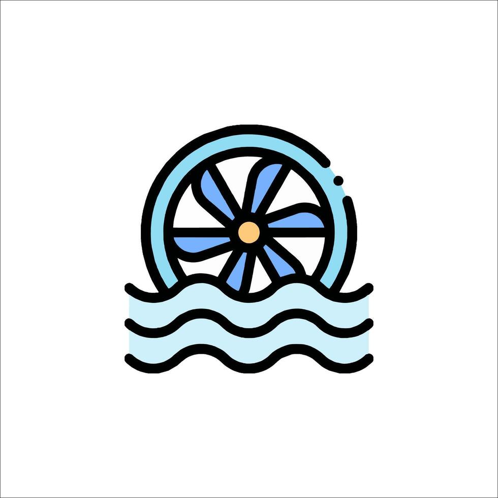 A blue and white logo for a water wheel vector