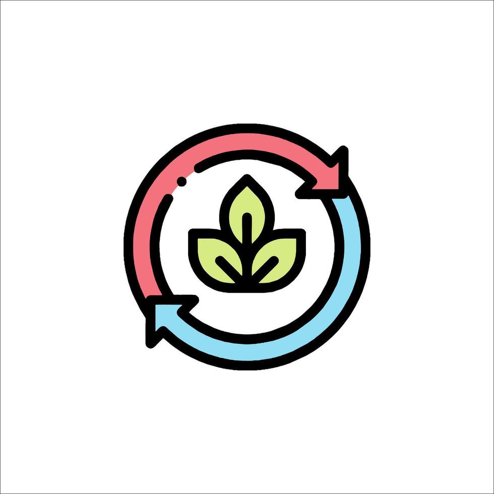 A green leaf and arrow in a circle vector