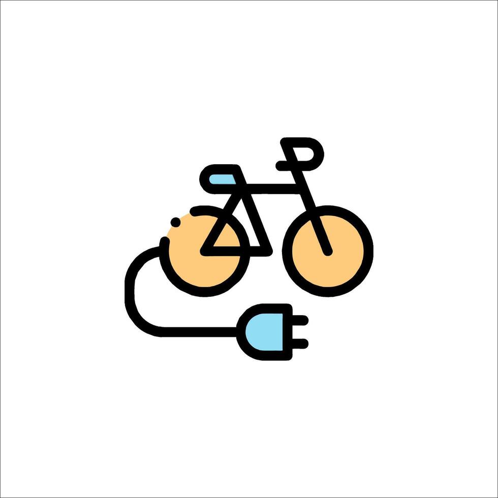 Bicycle and electric power icon illustration vector