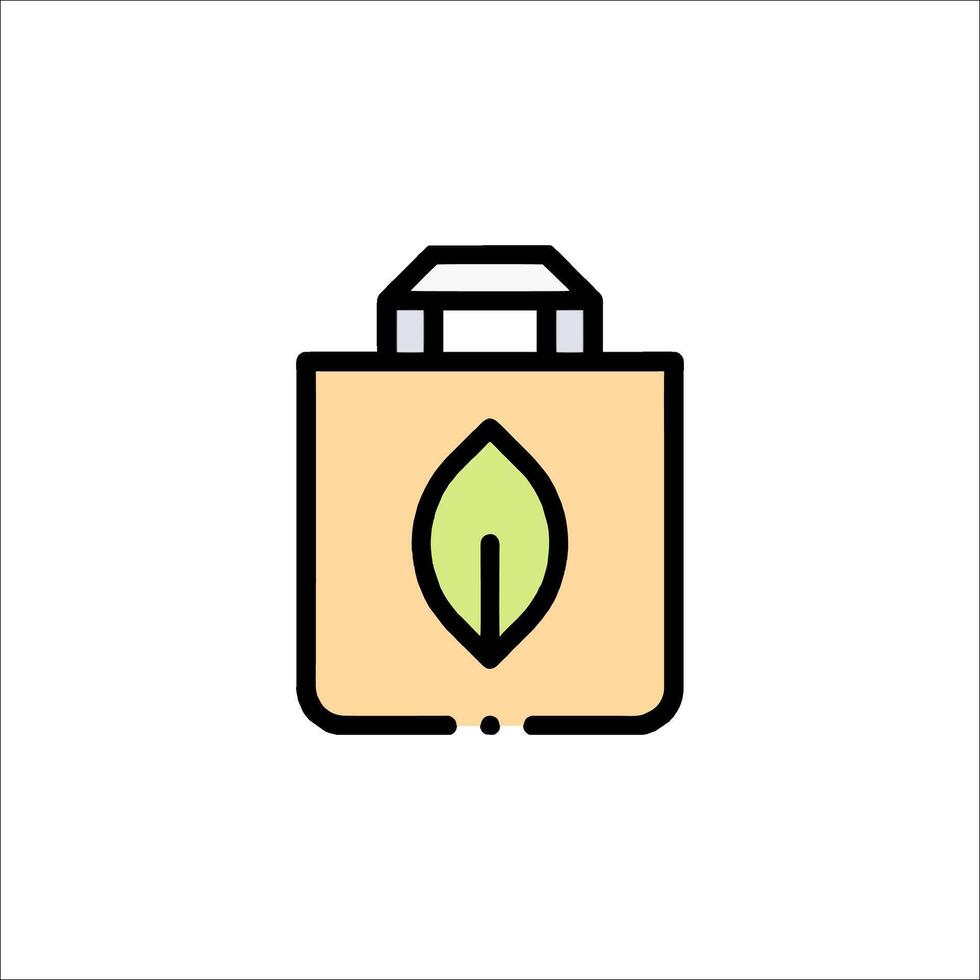 A green leaf in a bag icon vector