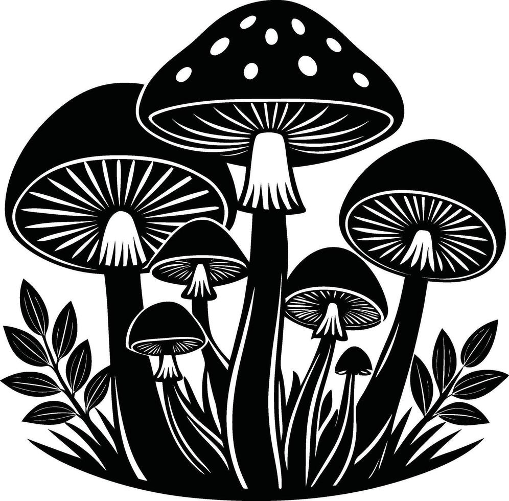 Artistic Mushroom Silhouette Graphic vector