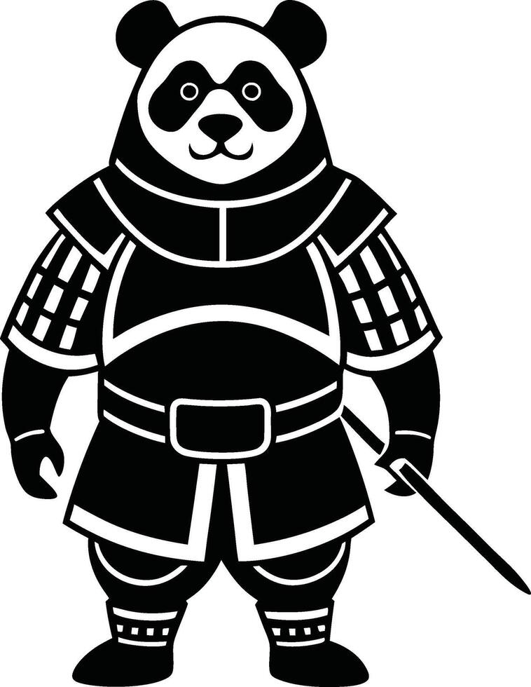 Heroic Warrior Panda Silhouette Design vector