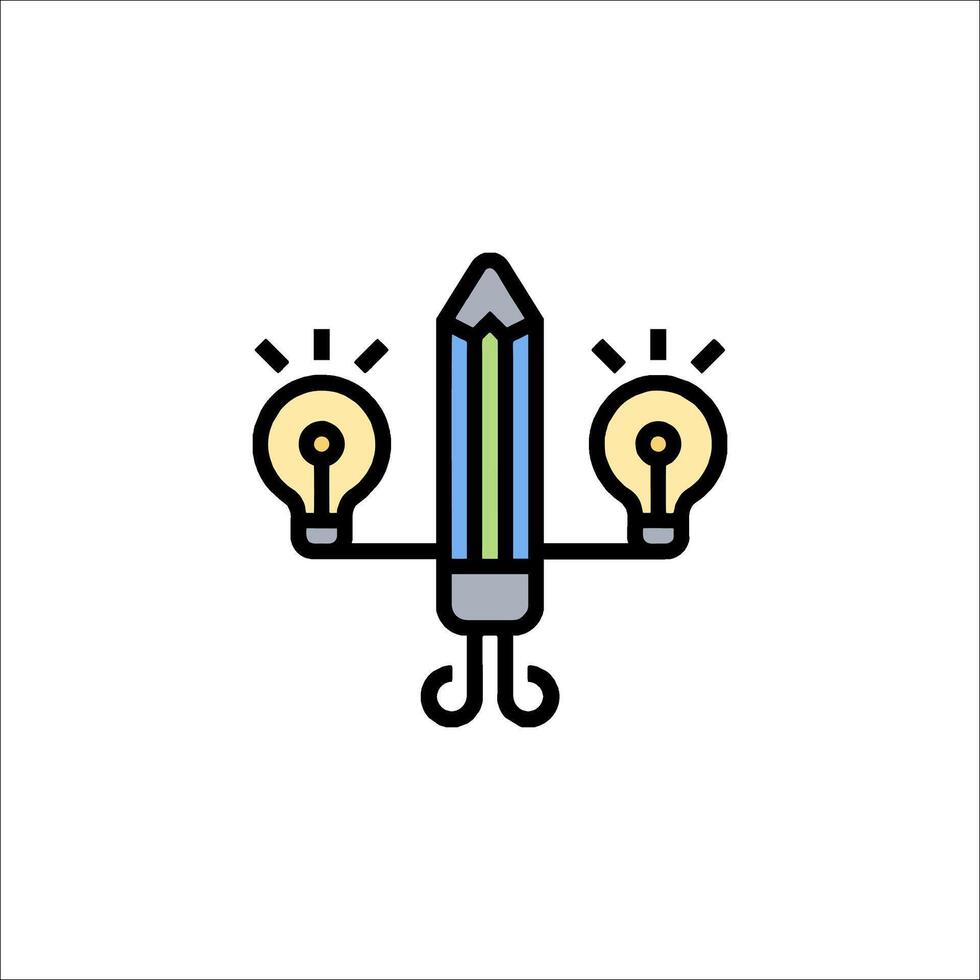 A pencil with two light bulbs on it vector