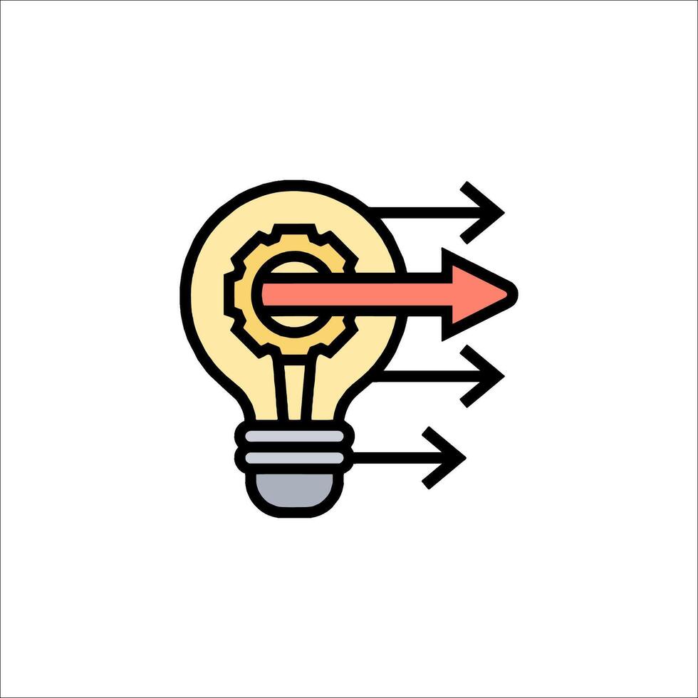 An idea light bulb with arrows pointing to it vector