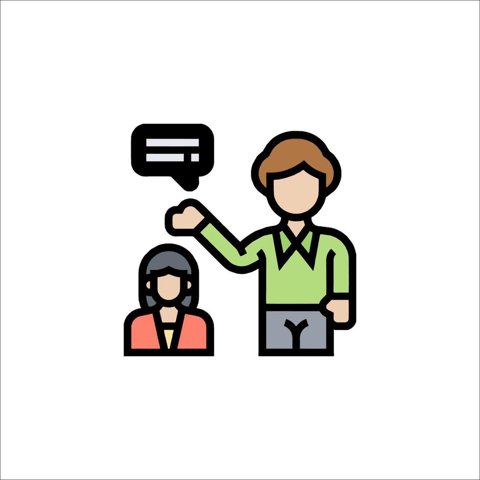 A man and woman are talking to each other vector