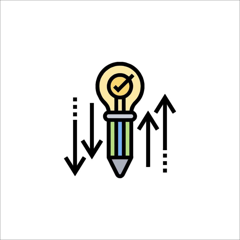An icon of a light bulb with arrows pointing up vector