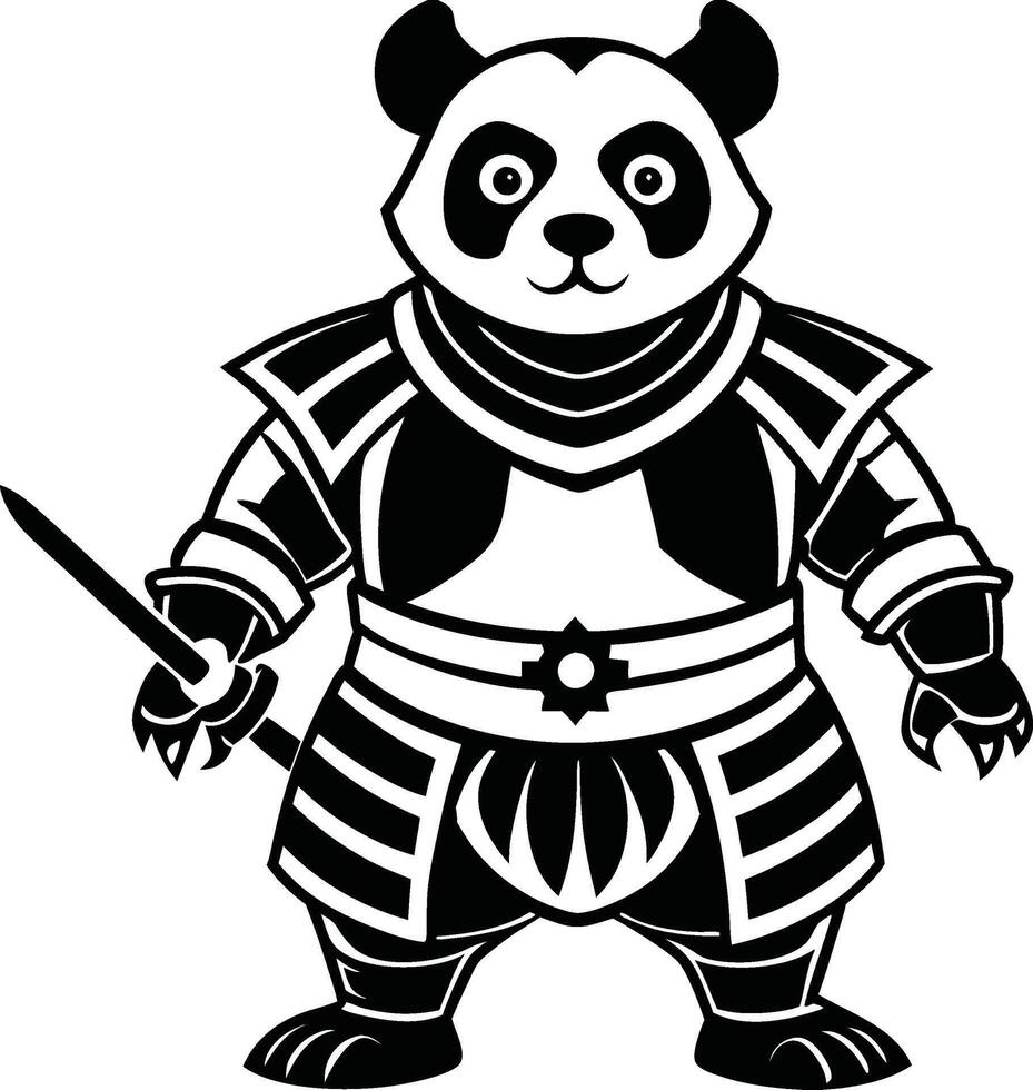 Sword Wielding Warrior Panda Silhouette vector