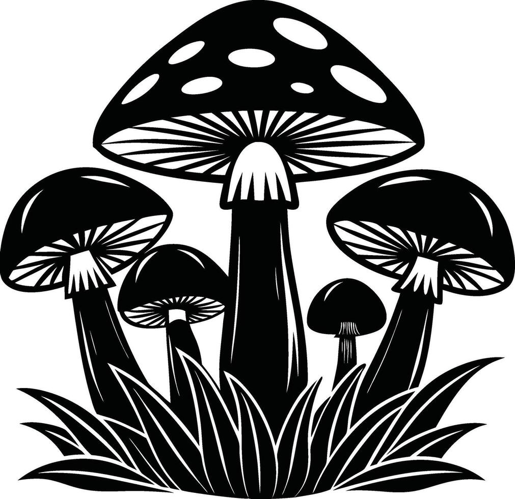 Silhouette Mushroom Art vector