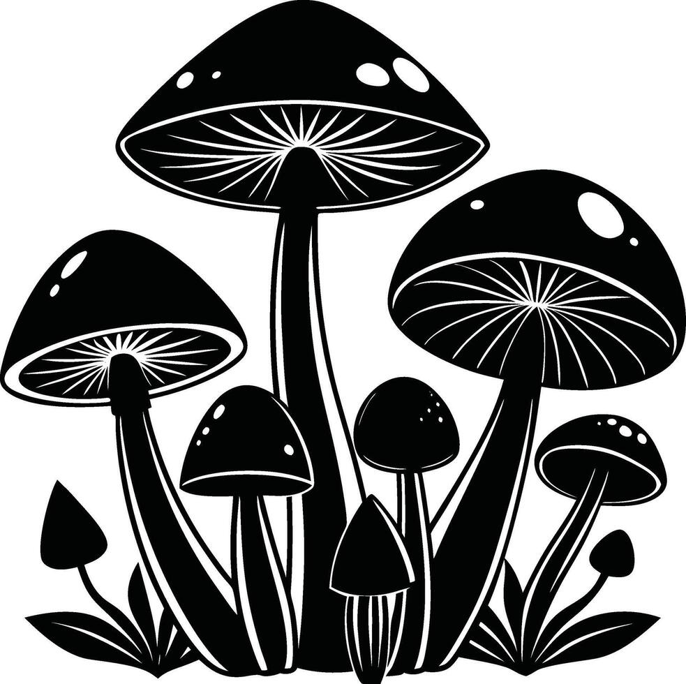 Forest Mushroom Silhouette Illustration vector
