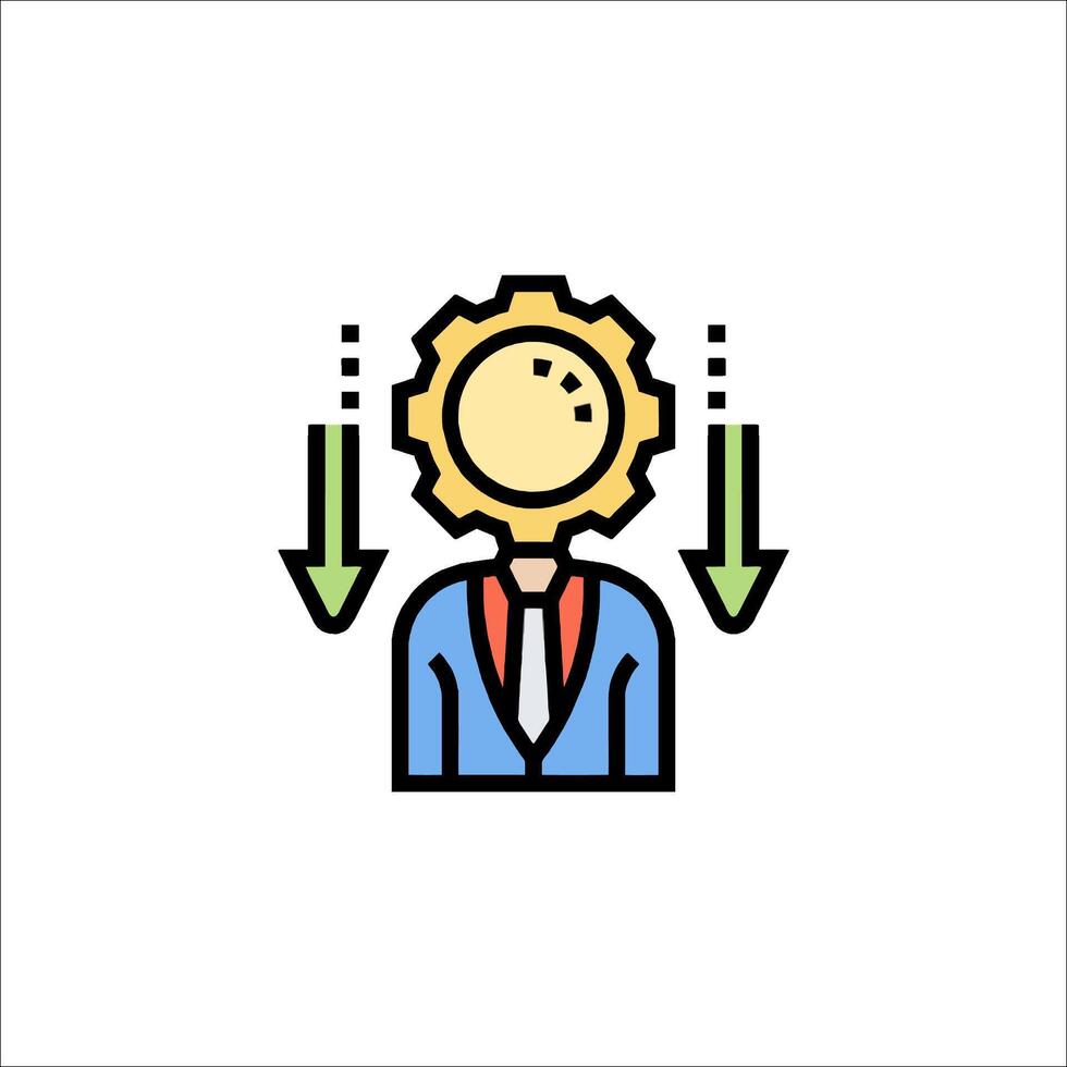 A man in a suit with a gear on his head vector