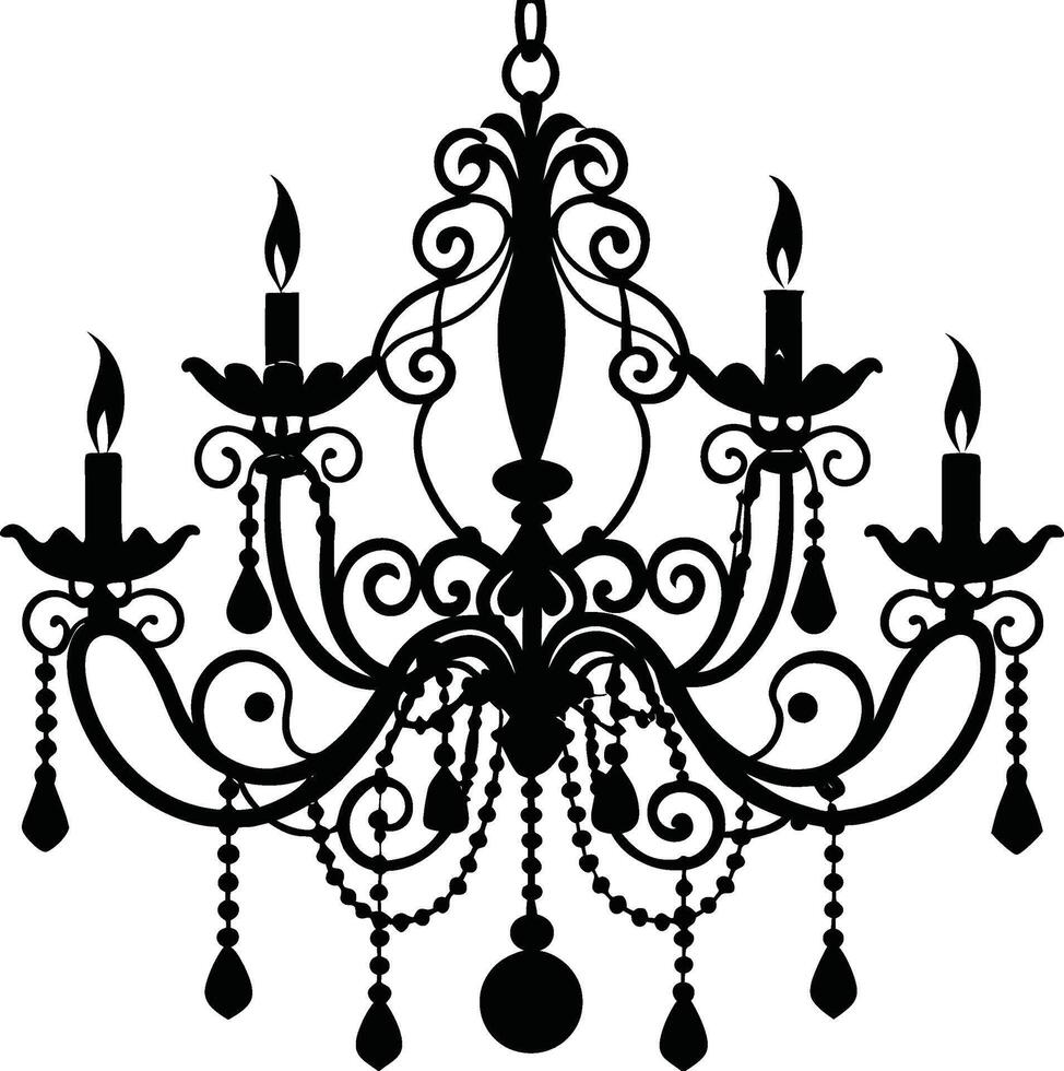 Elegant Chandelier Silhouette with Classic Details vector