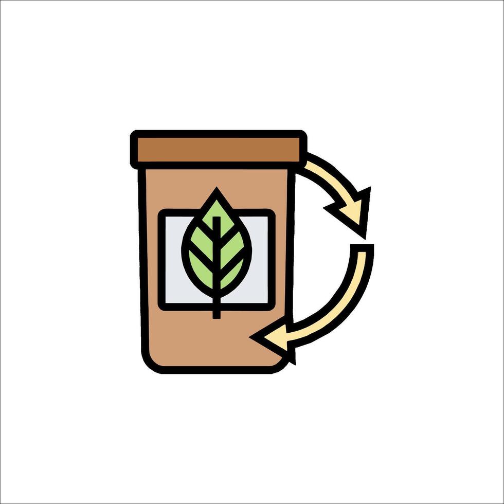 A jar with a leaf inside and a green arrow pointing to it vector