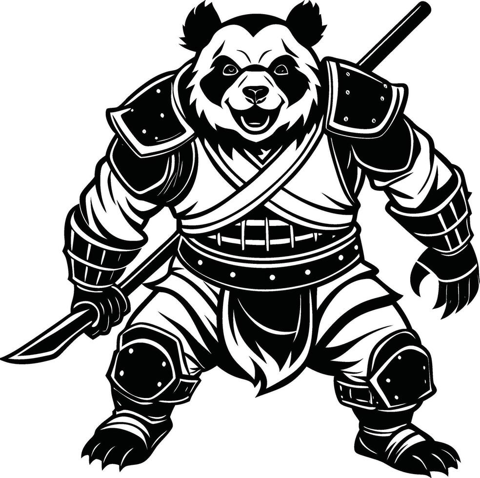 Warrior Panda Silhouette vector