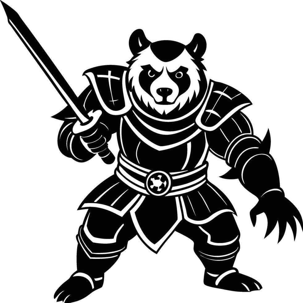 Unique Panda Silhouette in Warrior Form vector