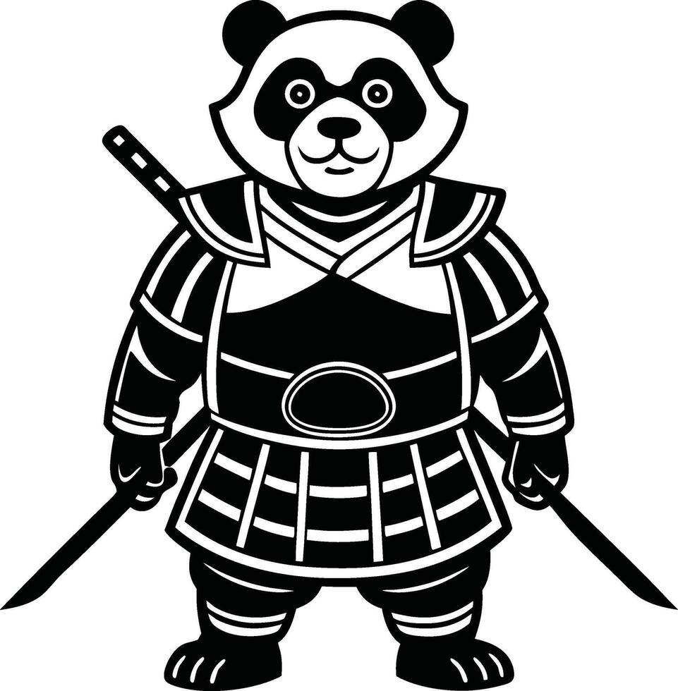 Samurai Panda Silhouette with Sword vector
