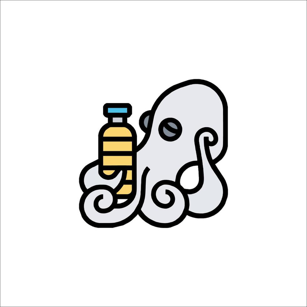 Octopus with bottle of alcohol icon vector