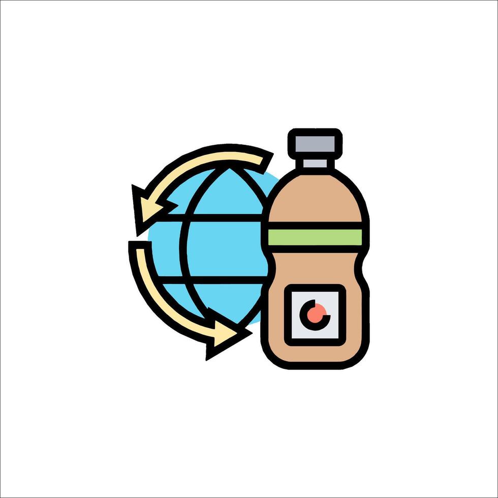 A bottle of water and a globe icon vector