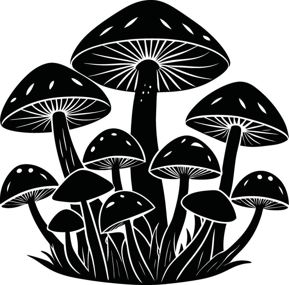 Organic Mushroom Silhouette Art vector