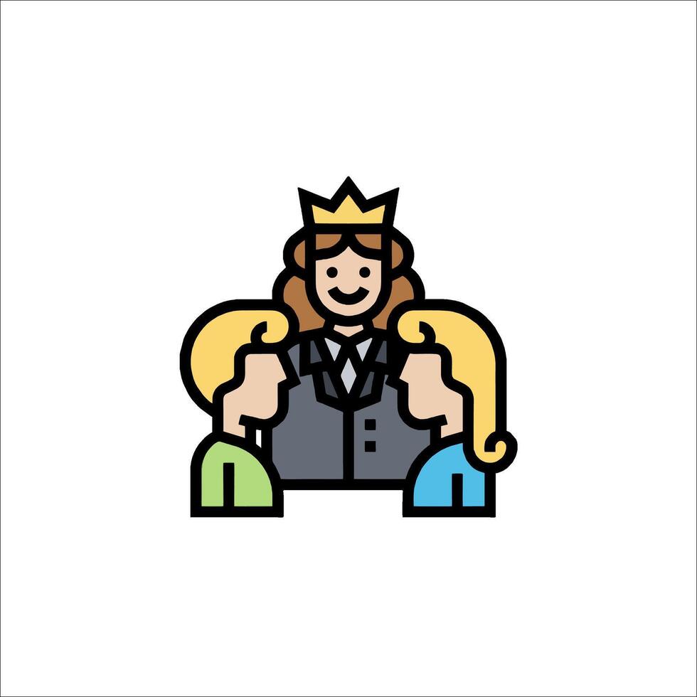 A woman with a crown on her head and a man in front of her vector
