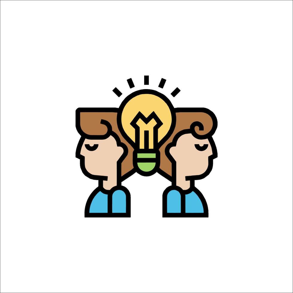 Two people with a light bulb above their heads vector