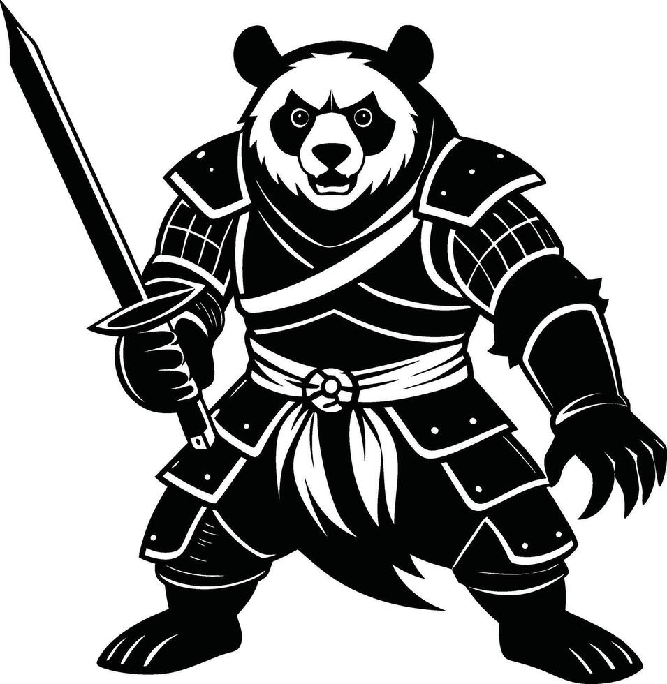 Warrior Panda Silhouette design vector