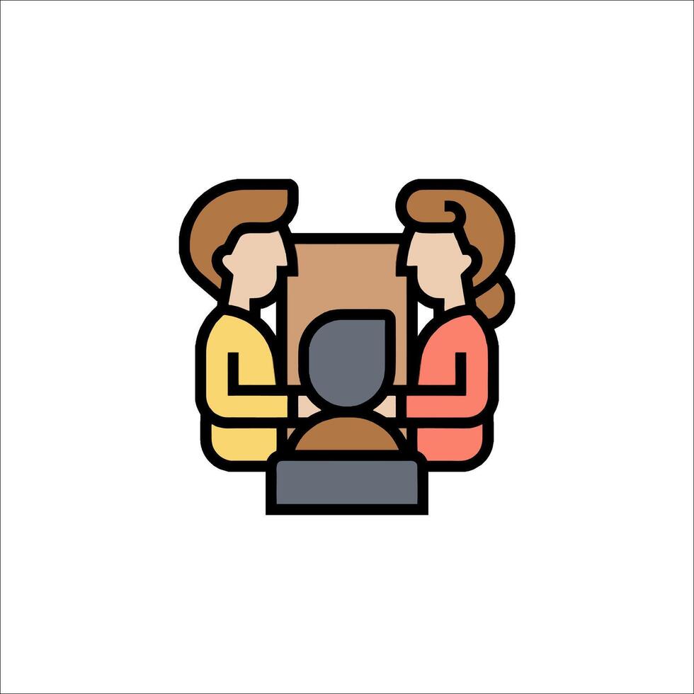 Two people are sitting at a table with a chair vector