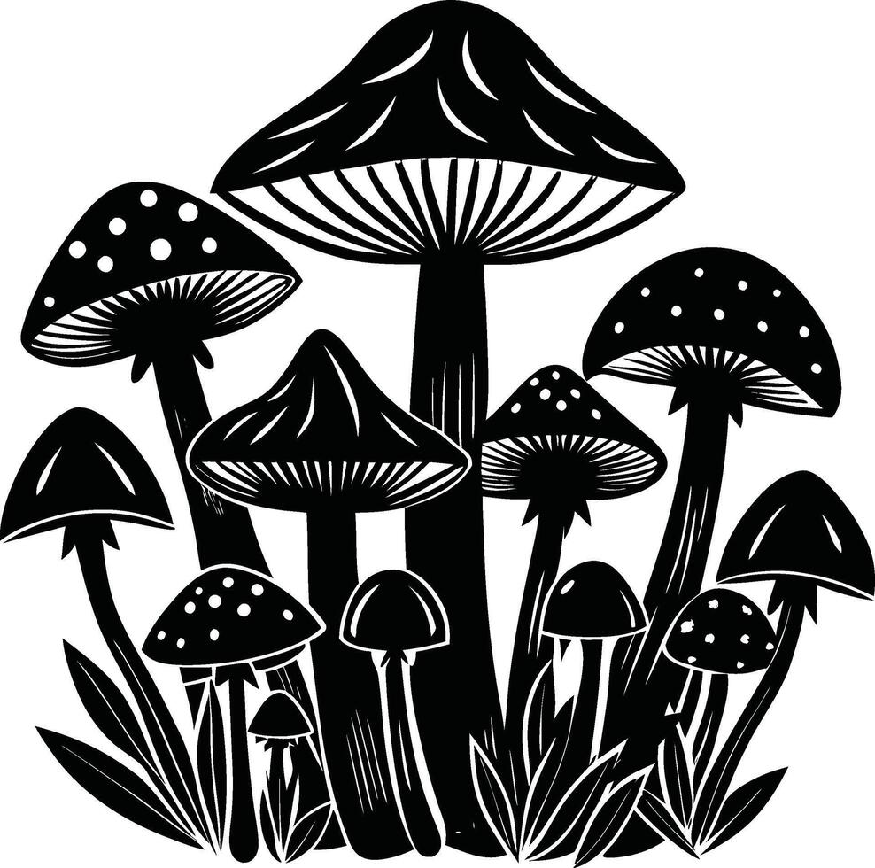 Mystical Mushroom Silhouette Design vector