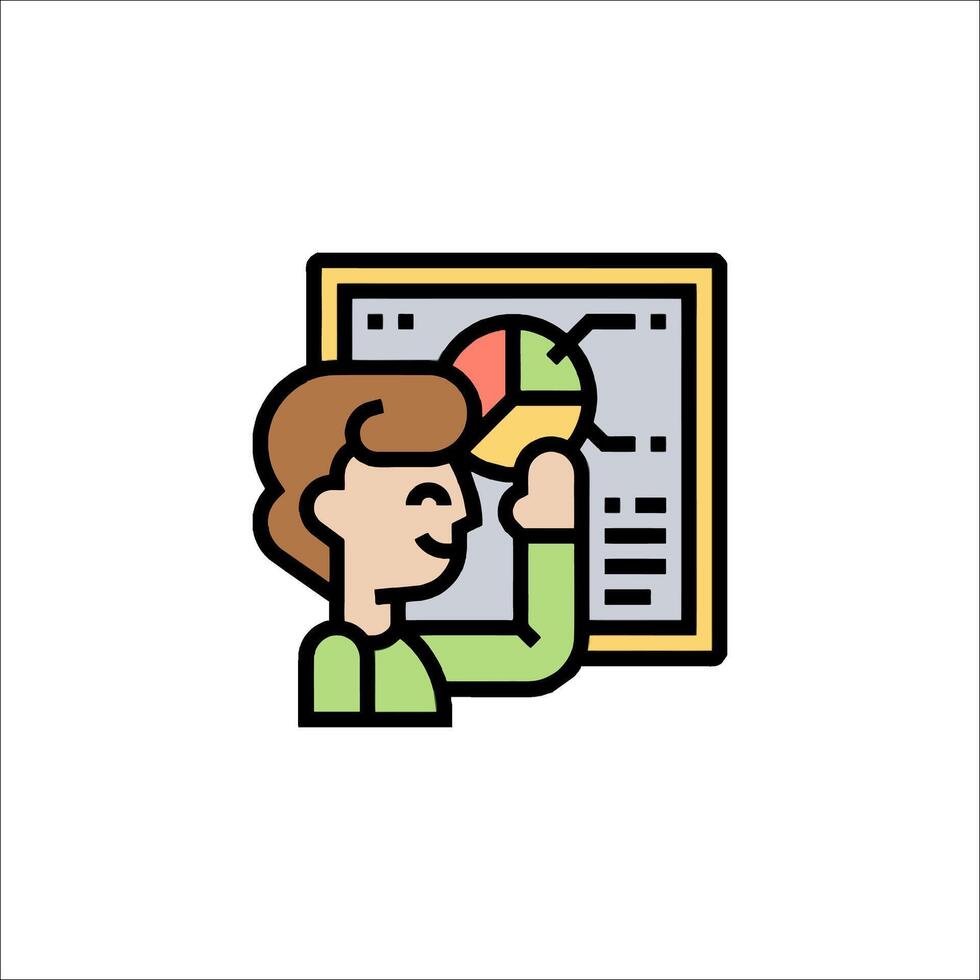 A woman pointing to a chart on a white background vector