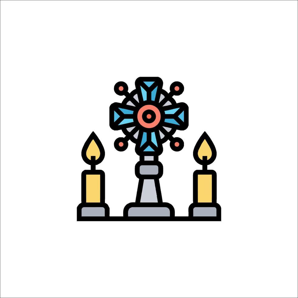 A cross and candles on a white background vector