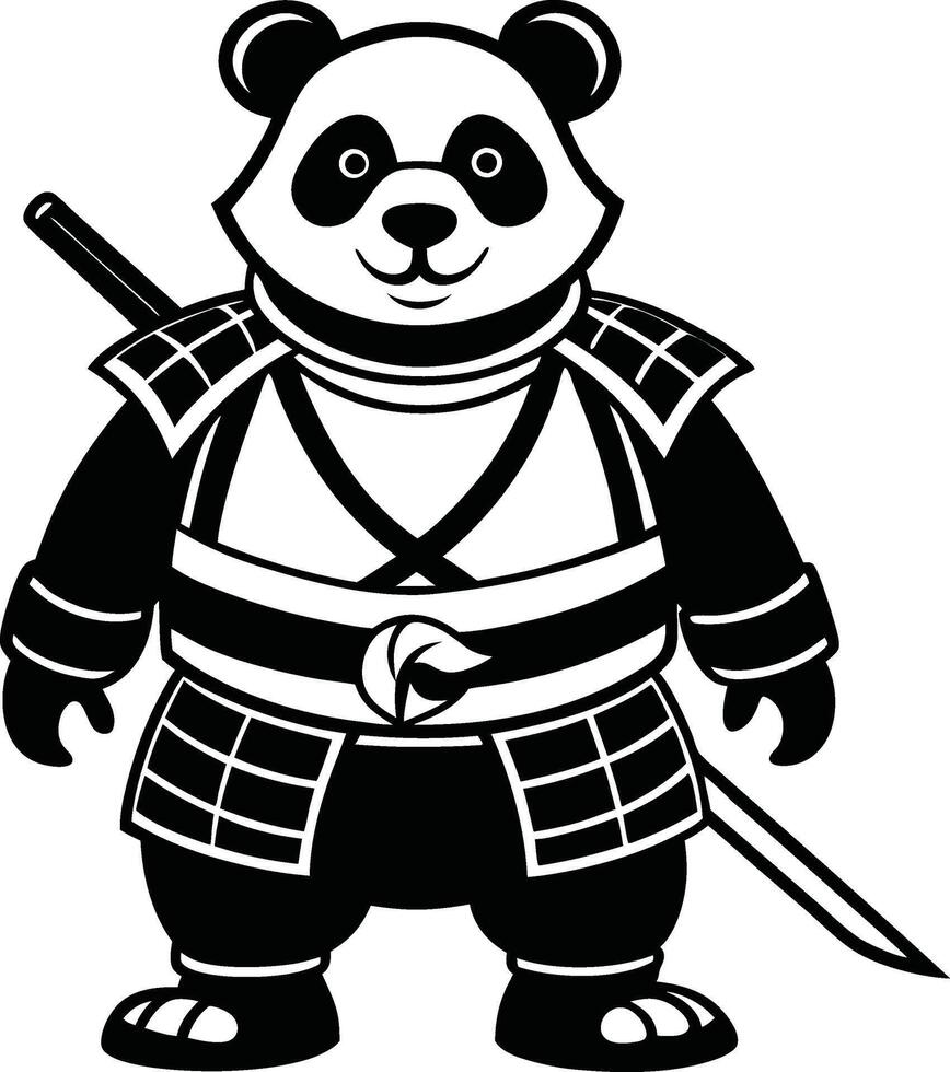 Panda Silhouette with Warrior vector