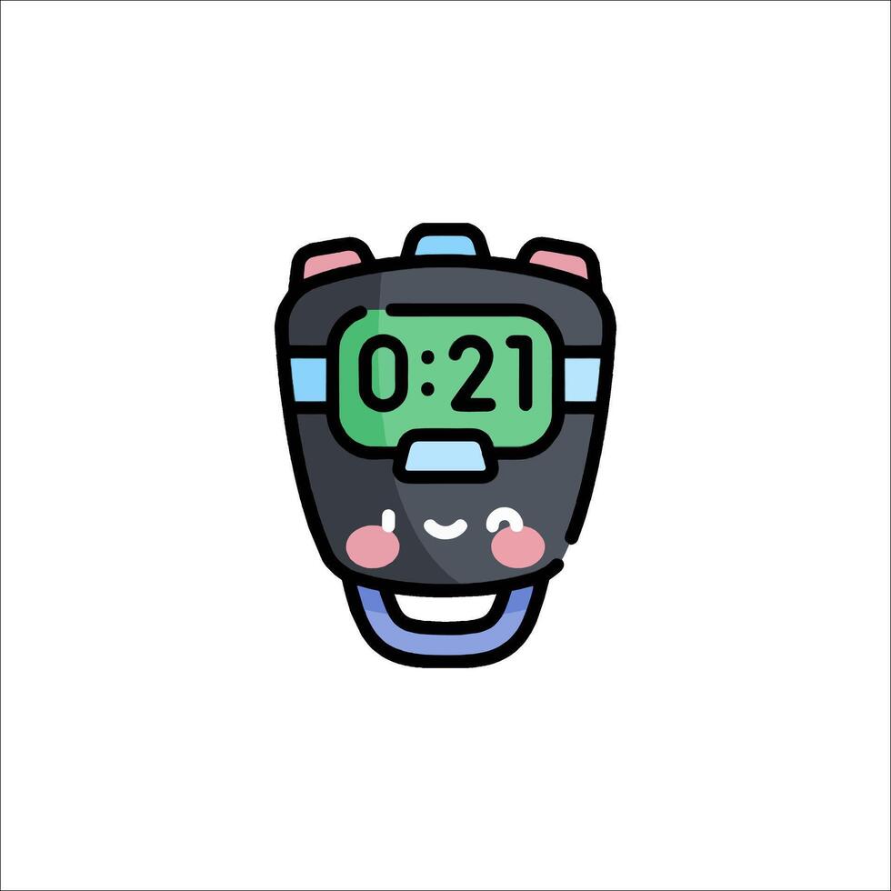 A cartoon clock with a face and eyes vector