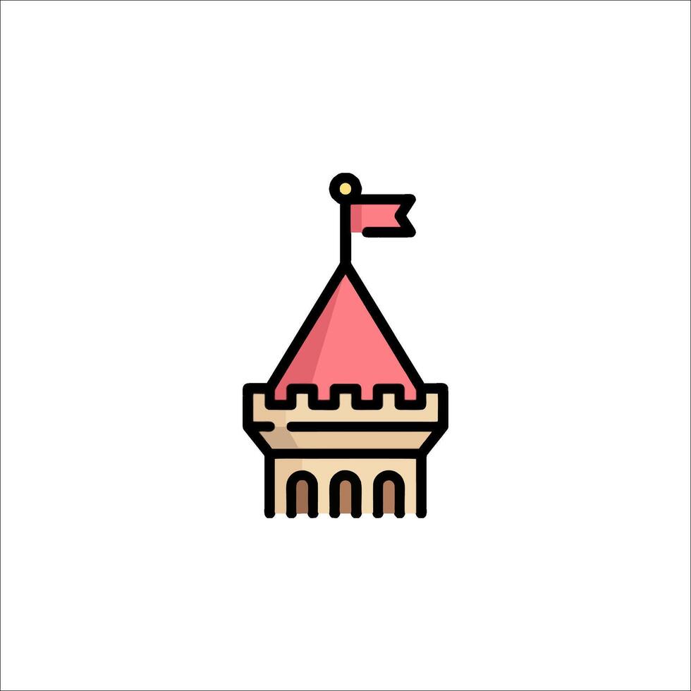 A castle with a flag on top vector