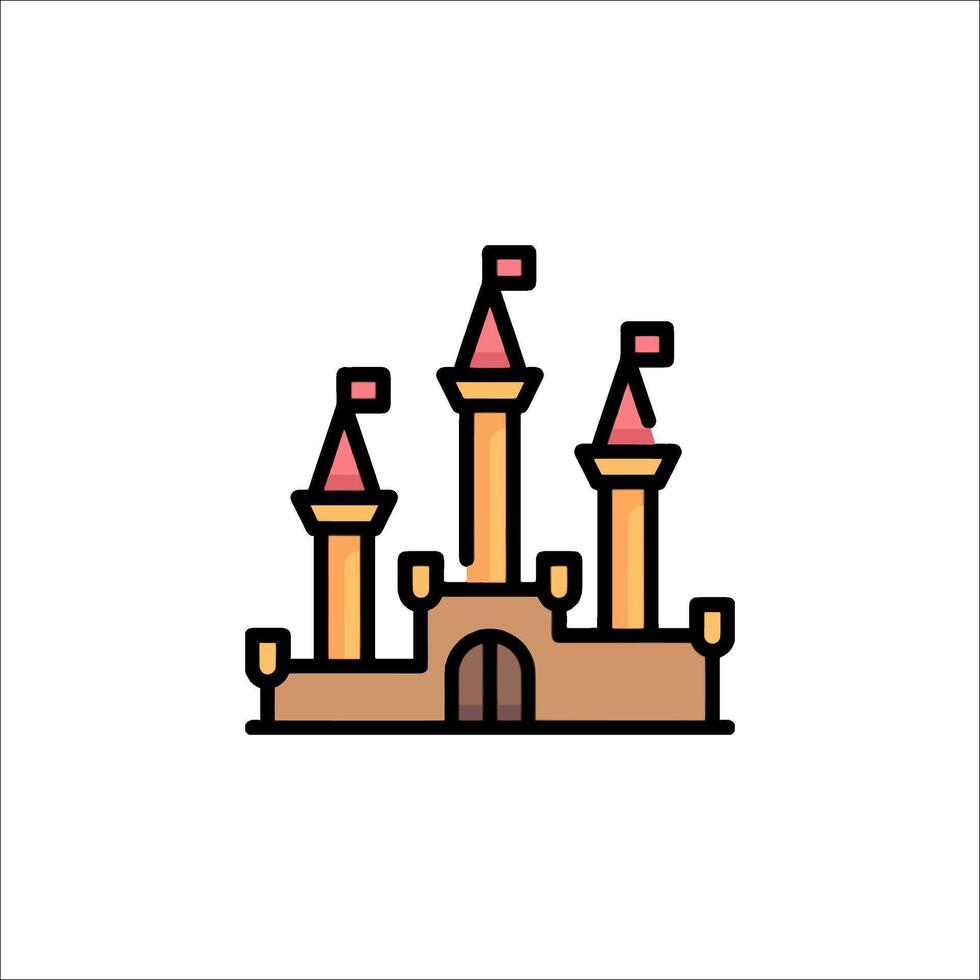 A castle icon with a tower and flags vector