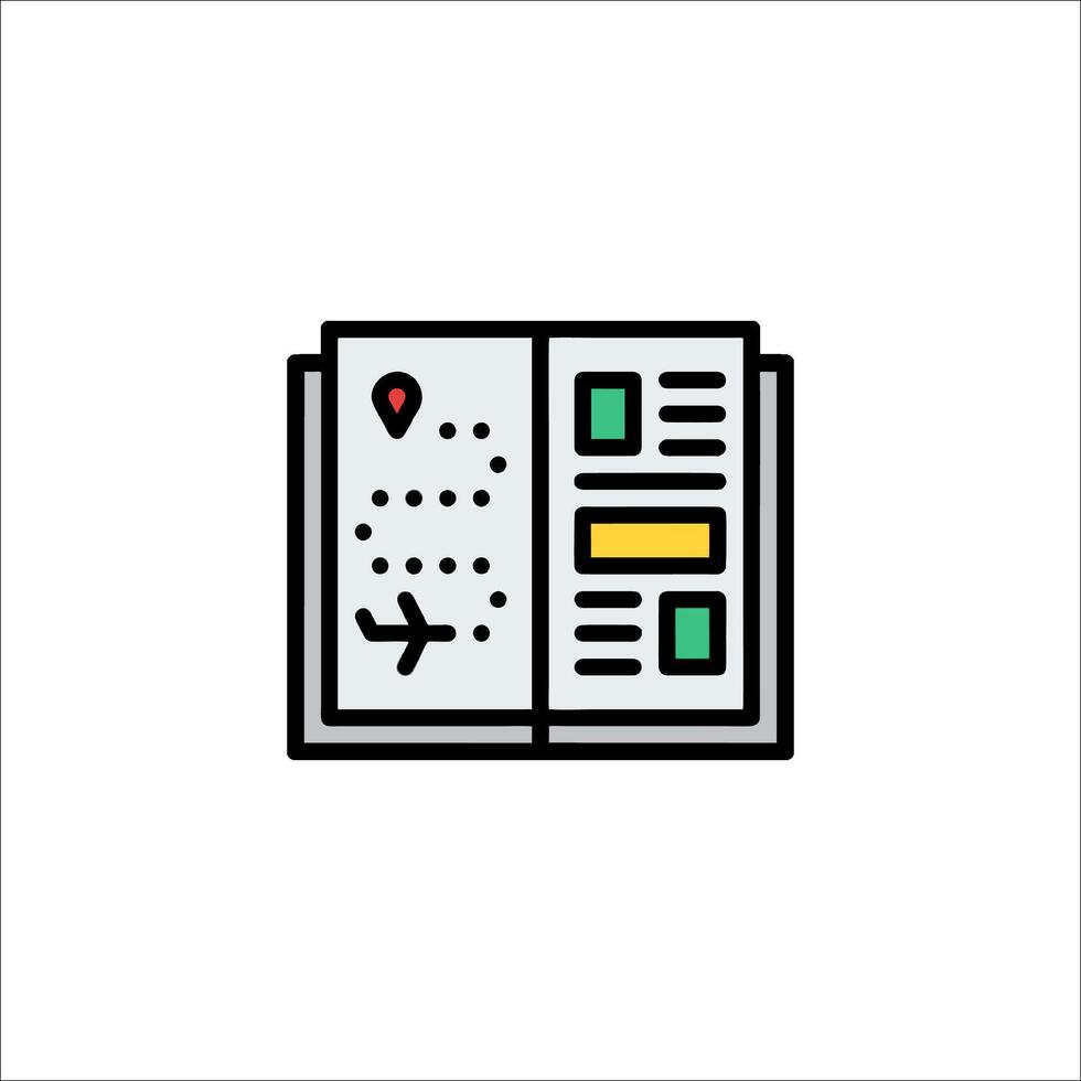 A book with a map and a pen on it vector