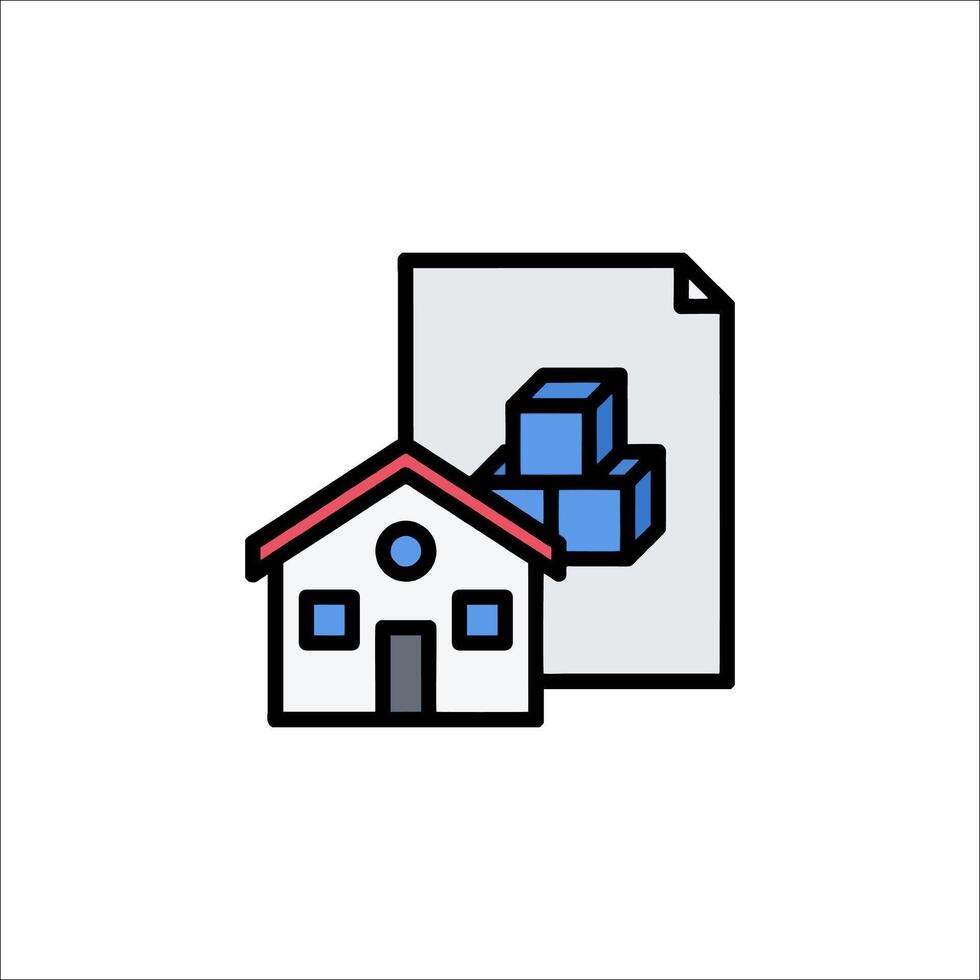 A house with a box and a piece of paper vector