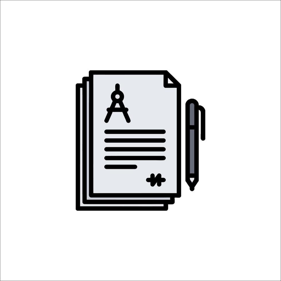 A document with a pencil and a paper vector