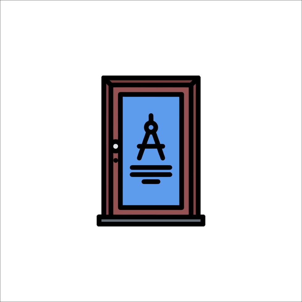 A door with a sign on it that says door vector