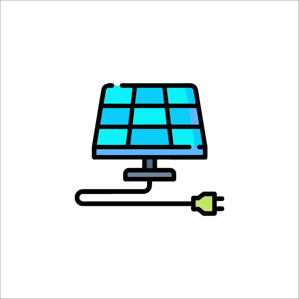 Solar panel with plug icon illustration vector