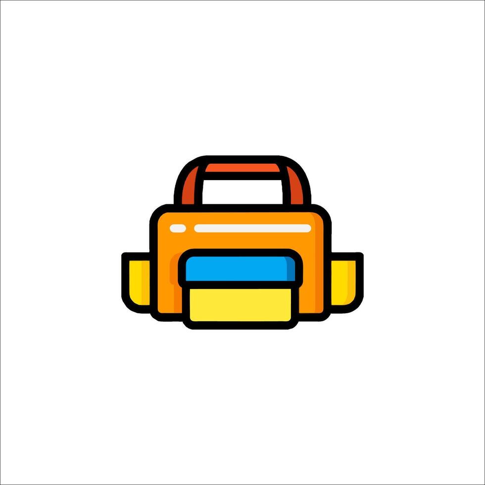 A colorful suitcase icon on a white background vector
