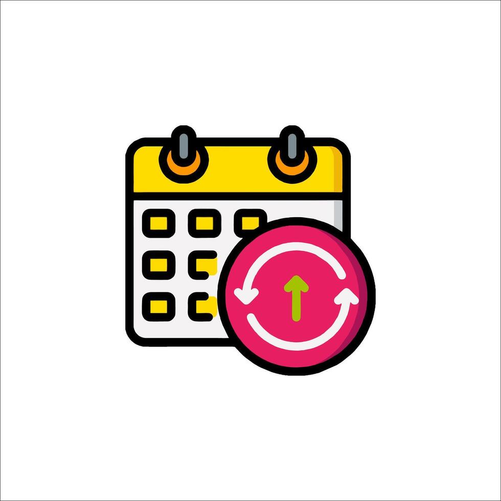 A calendar icon with a red arrow pointing to the right vector