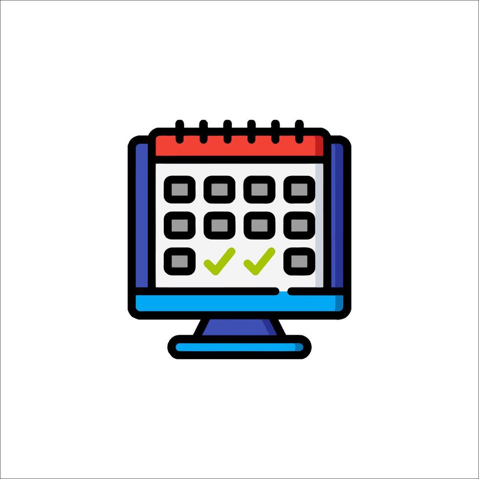 A computer screen with a calendar icon vector