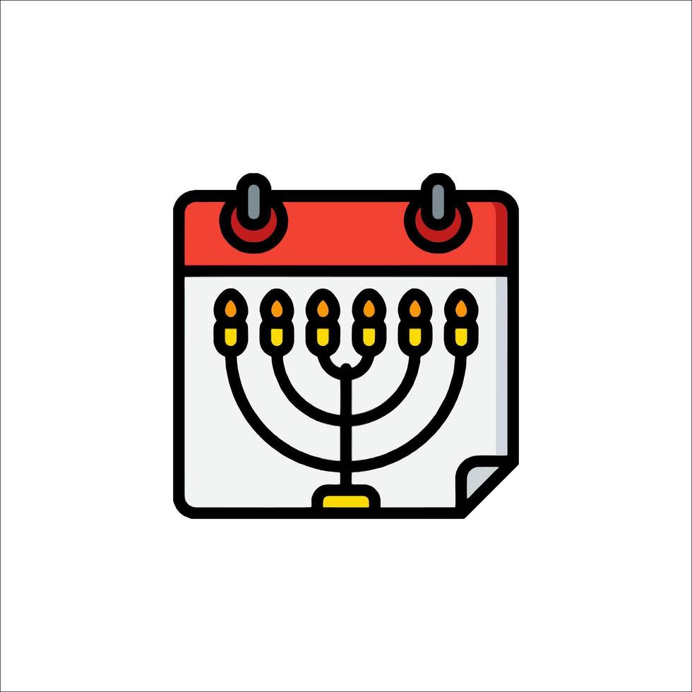 A calendar with menorah candles on it vector