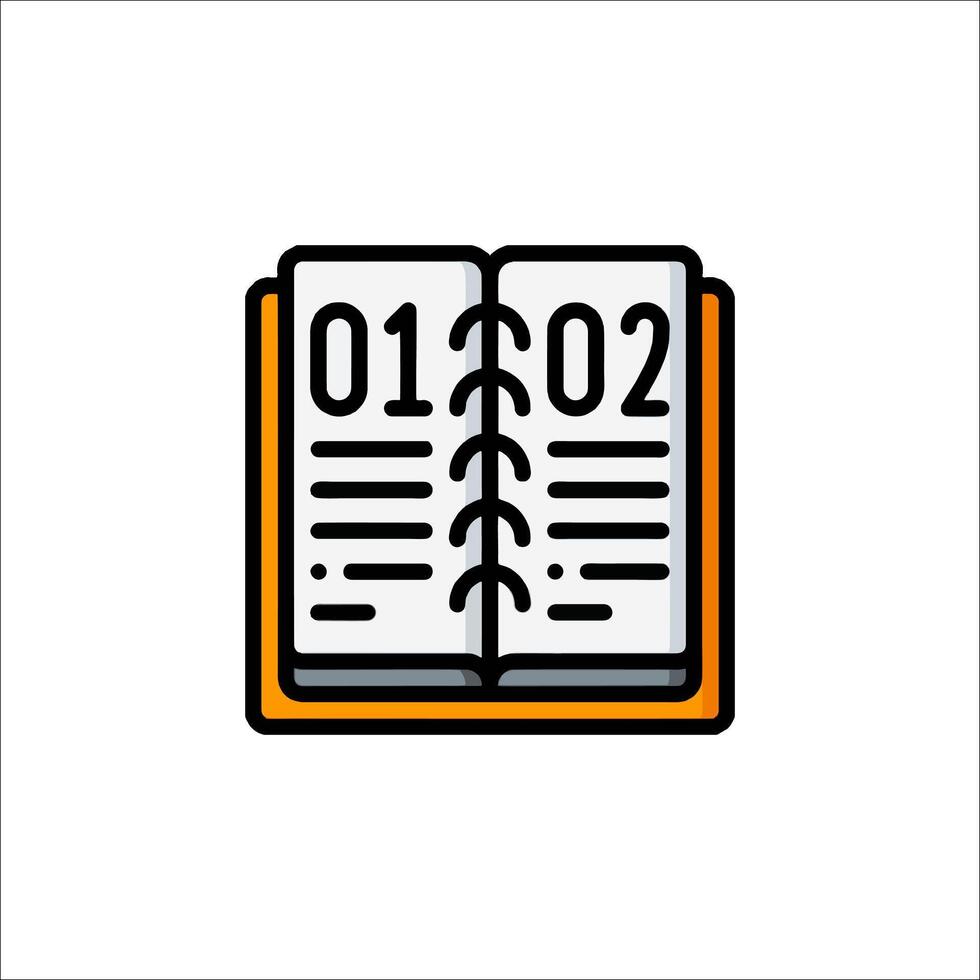 An open book with the number 02 on it vector