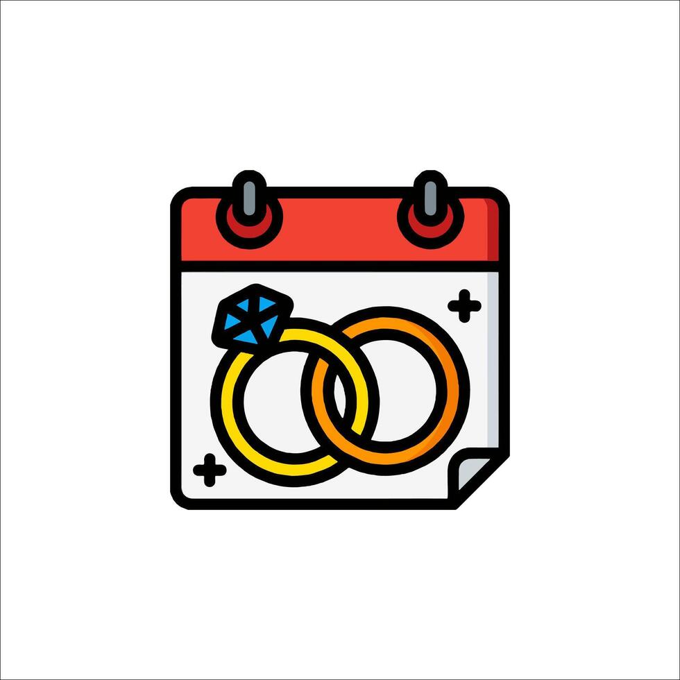 Calendar icon with two rings on it vector