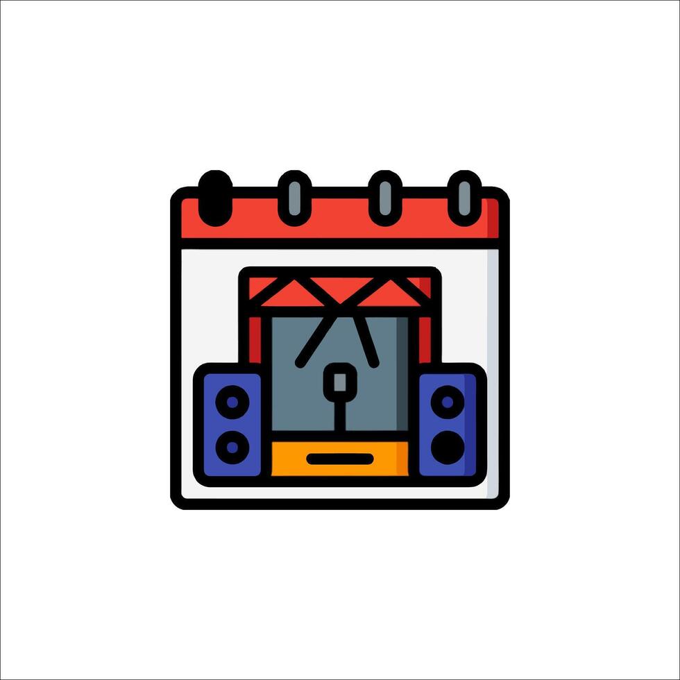 A calendar icon with a speaker and a microphone vector