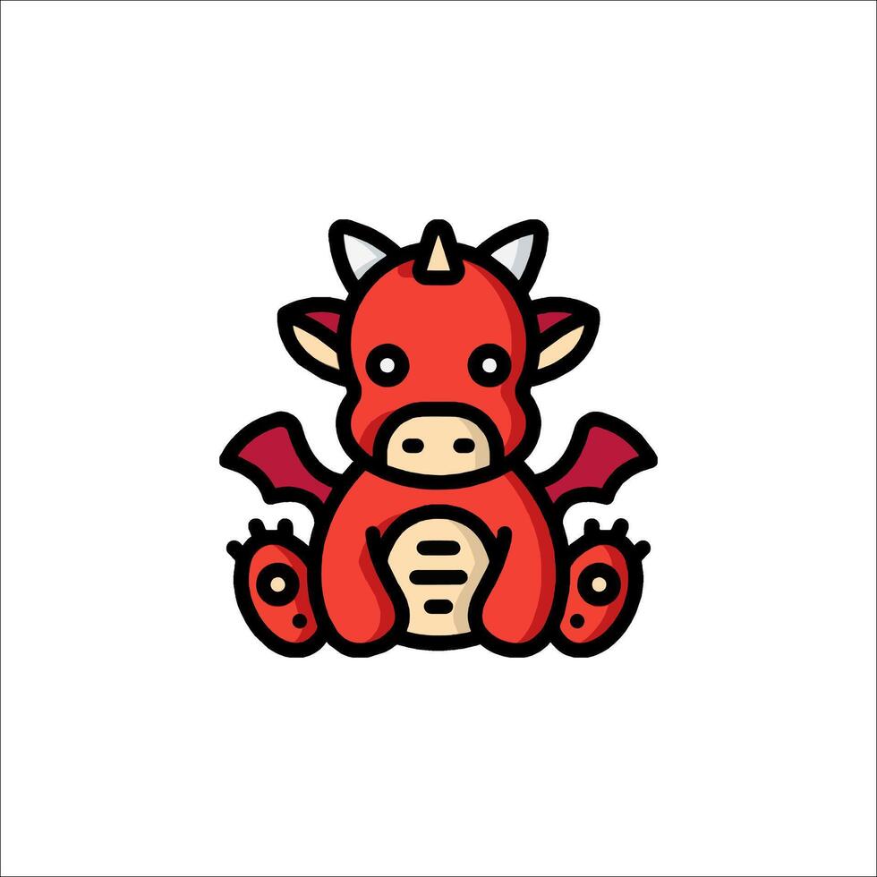 A cartoon red dragon sitting on the floor vector