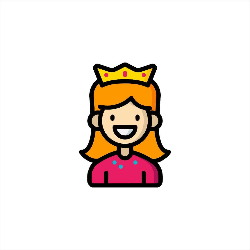 A cartoon girl with a crown on her head vector