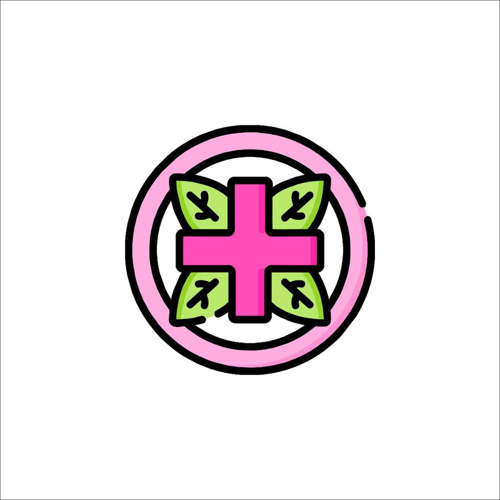 A pink and green cross in a circle vector